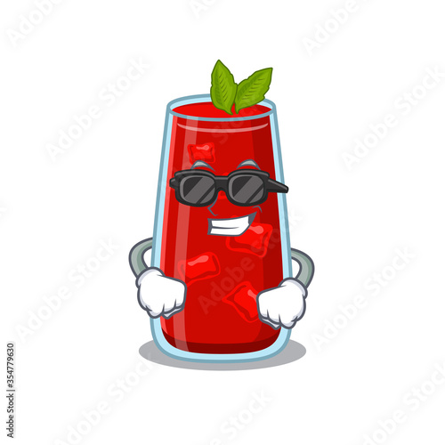 cartoon character of bloody mary cocktail wearing classy black glasses