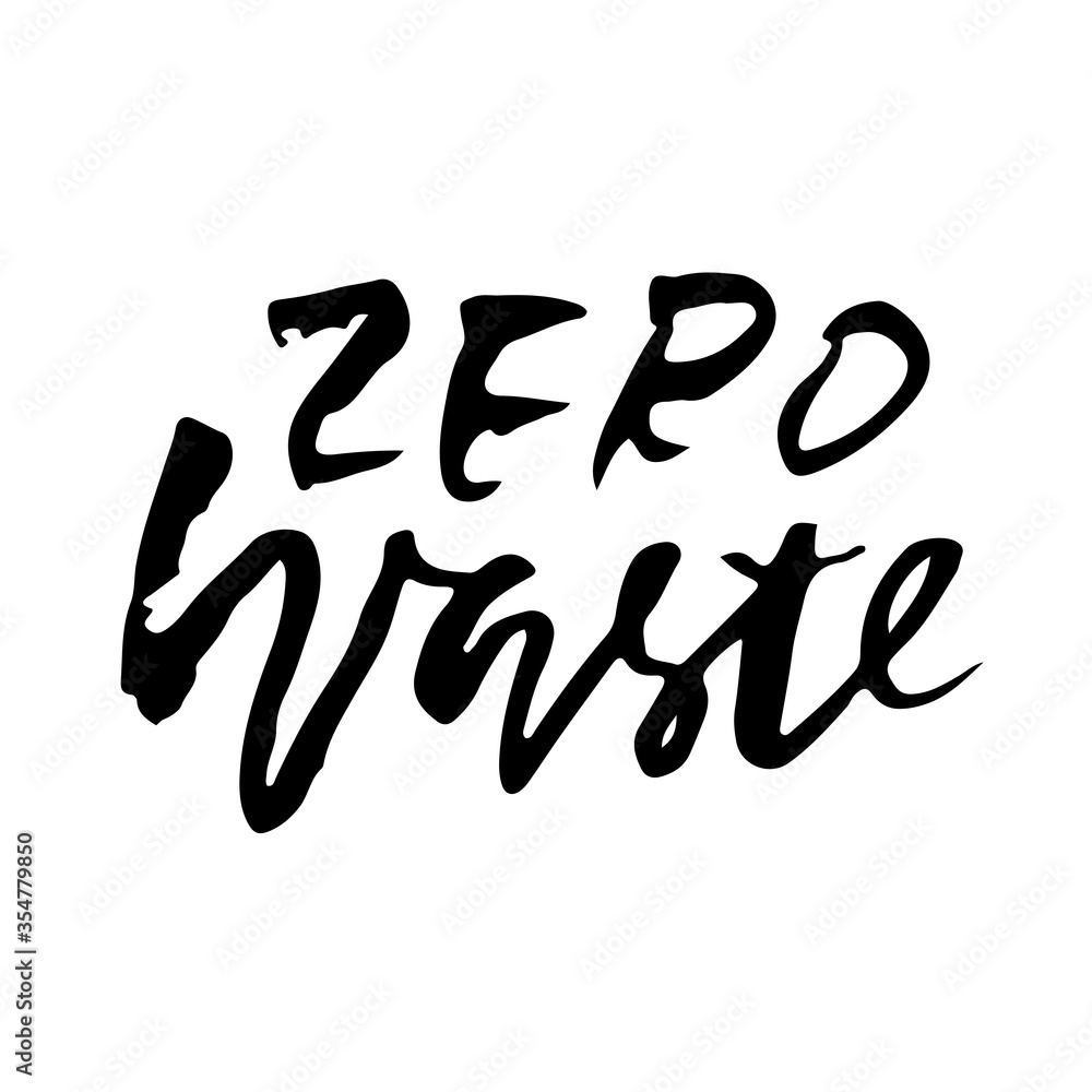 Zero waste dry brush hand drawn lettering. Vector illustration. Zero waste dry brush hand drawn lettering. Vector illustration.