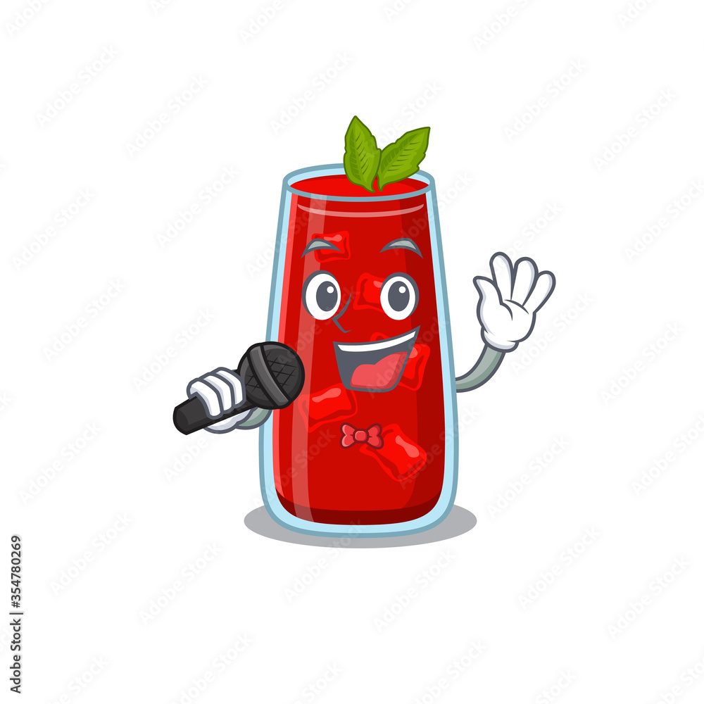 Fototapeta: cartoon character of bloody mary cocktail sing a song with a  microphone #354780269 '
