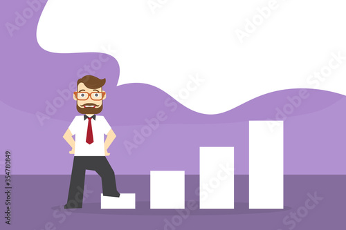 Confident investors Stand on the business chart Indicates success of various financial investments with blank text box