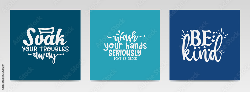 Bathroom quotes letter typography set illustration.