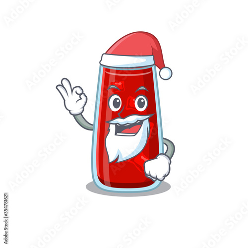 cartoon character of bloody mary cocktail Santa having cute ok finger