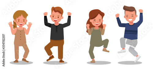 Children character vector design. Presentation in various action with emotions feeling happy. no4