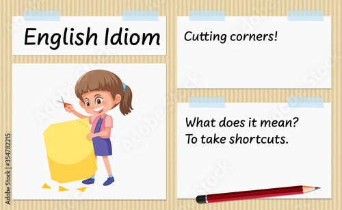 Obraz na płótnie English idiom cutting corners template