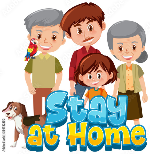 Happy family staying together at home