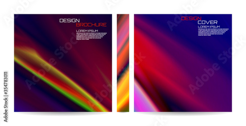 Brochure template with colorful futuristic wavy shapes. Magazine, poster, book, presentation, advertising. Abstract vector background. Template with futuristic design. Cover design your text