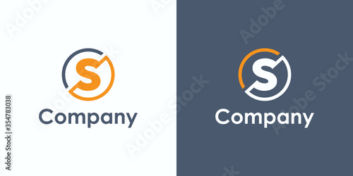 Abstract Initial Letter S Logo. S Icon Linked with Radial Line Outside isolated on Double Background. Usable for Business and Technology Logos. Flat Vector Logo Design Template Element.