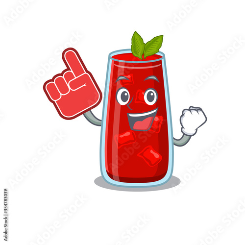 Bloody mary cocktail in cartoon drawing character design with Foam finger