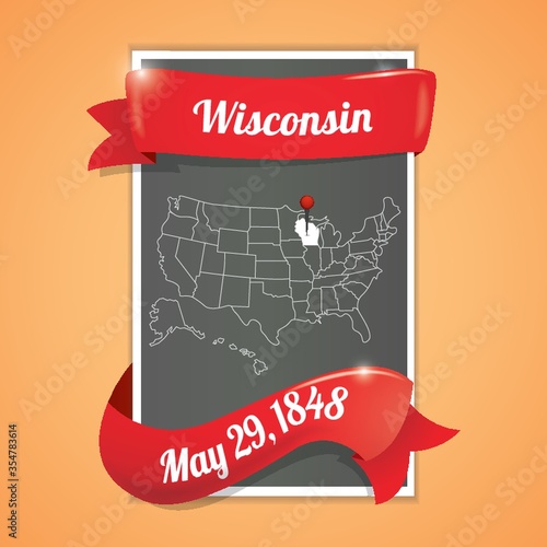 Wisconsin state map poster