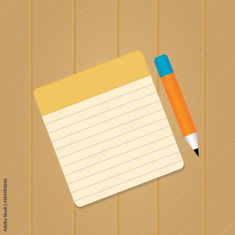 Notepad and pencil Notepad and pencil