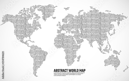 Abstract dotted world map. World map with points and dots. Vector illustration