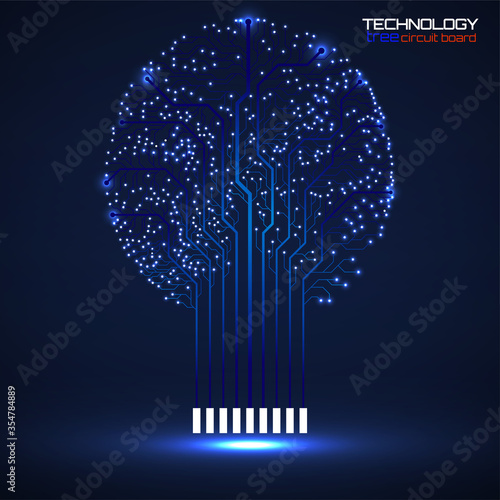 Abstract tree of circuit board, technology illustration, vector