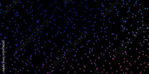 Dark Blue, Red vector background with small and big stars. Modern geometric abstract illustration with stars. Pattern for new year ad, booklets.