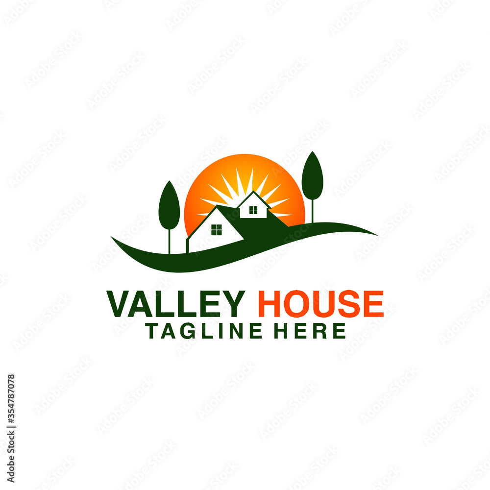 Fototapeta premium valley house nature vector logo