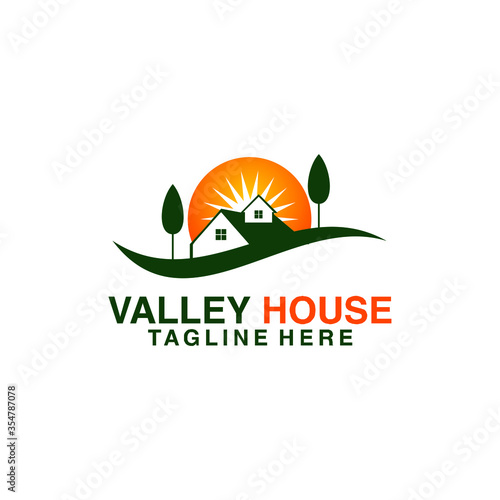 valley house nature vector logo