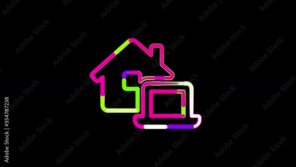 Circles gather in symbol laptop house. After it crumbles in a line and moves to the camera. Alpha channel black Circles gather in symbol laptop house. After it crumbles in a line and moves to the camera. Alpha channel black