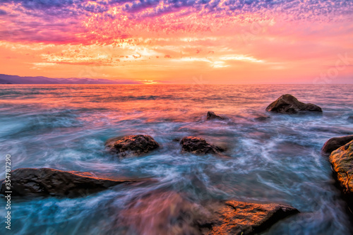 Sunset Ocean Brilliant Color