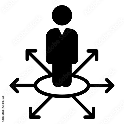 Opportunities for employee growth and development concept, hrm symbol on white background, Employee multi direction arrows vector icon design 