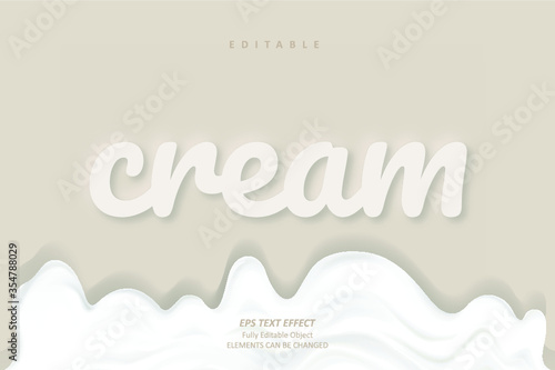 Cream smooth Text Effect Editable Premium Vector