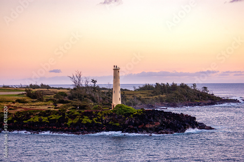 lighthouse at the entrance to Nawiliwili Harbor - Kauai