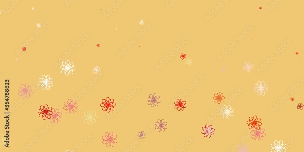 Light Red, Yellow vector natural layout with flowers. Light Red, Yellow vector natural layout with flowers.
