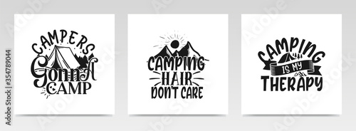 Camping quotes letter typography set illustration.