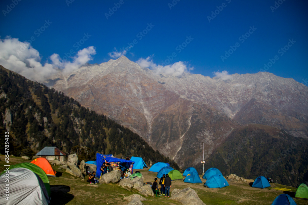 Fototapeta premium Camping at Triund in Dharamshala