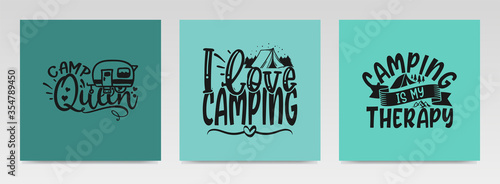 Camping quotes letter typography set illustration.