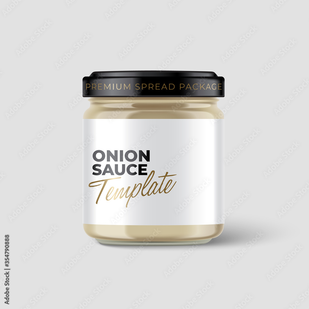 Jam Jar Collection : Premium glass container with label template isolated on light grey background : Vector Illustration Jam Jar Collection : Premium glass container with label template isolated on light grey background : Vector Illustration