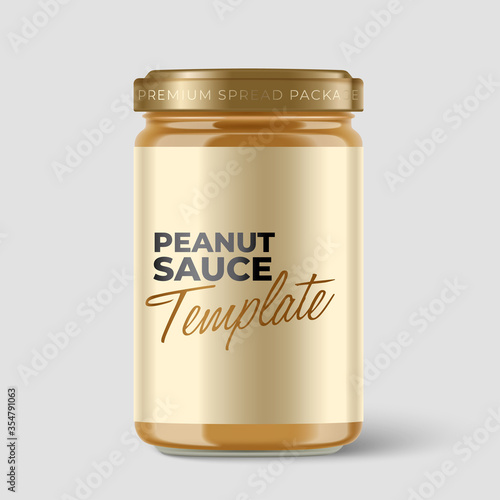 Jam Jar Collection : Premium glass container with label template isolated on light grey background : Vector Illustration