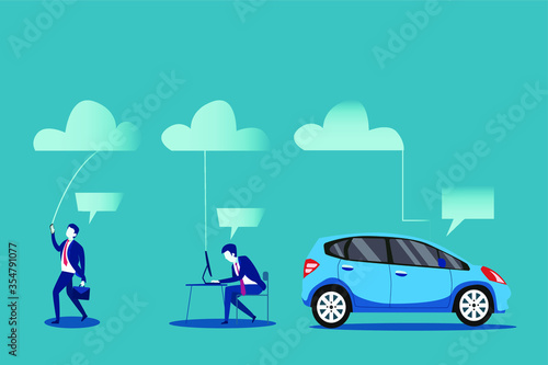 Cloud computing vector concept: People using cloud computing in everyday activities