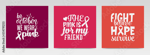 Cancer quotes letter typography set illustration. © maria_studio