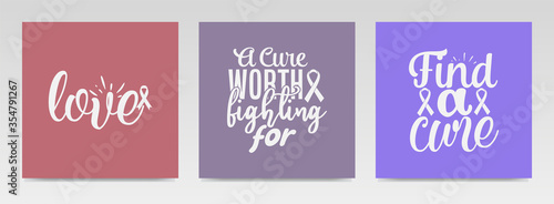 Cancer quotes letter typography set illustration.