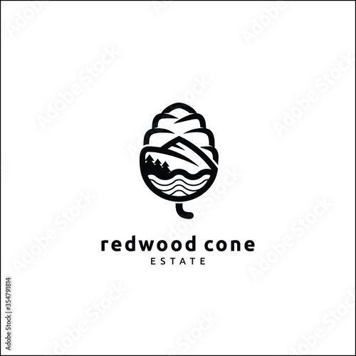 Mountain inside a redwood cone Logo