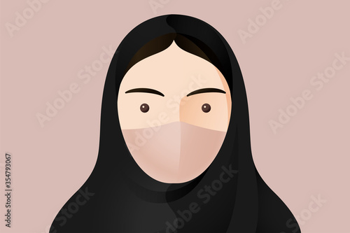 Muslim girl with face mask