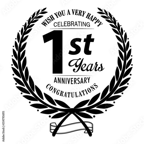 Luxury 1st anniversary Logo illustration vector black colour