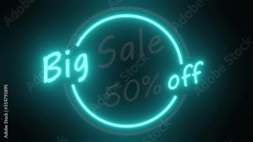 big sale 50% off neon light letter animation for  sale promotion advertising