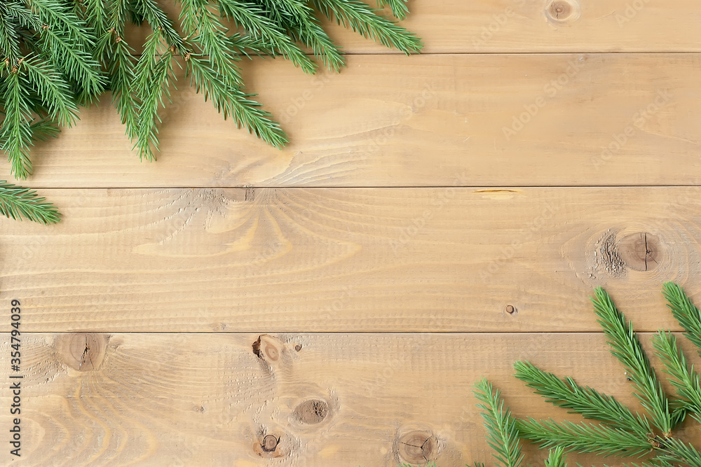 Christmas fir tree on wooden background. happy new year Christmas fir tree on wooden background. happy new year