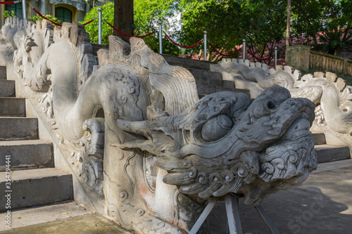 Konstfotografi Stone dragon carving at Imperial Citadel of Thang Long Hanoi
