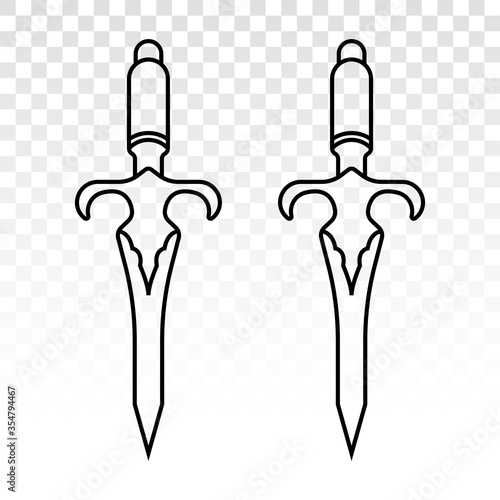 Dagger or short knife for stabbing - line art icons for apps and websites