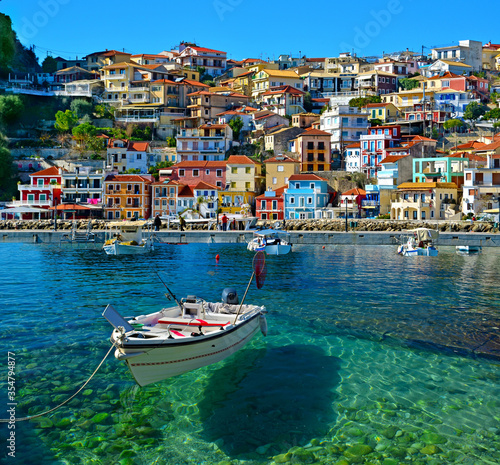 parga tourist resort in greece sea beach summer holidays photo