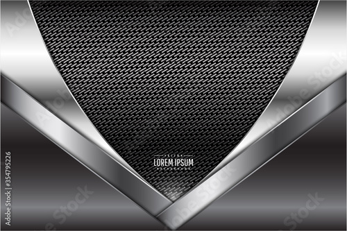  Metallic of gray with carbon fiber dark space technology concept vector illustration