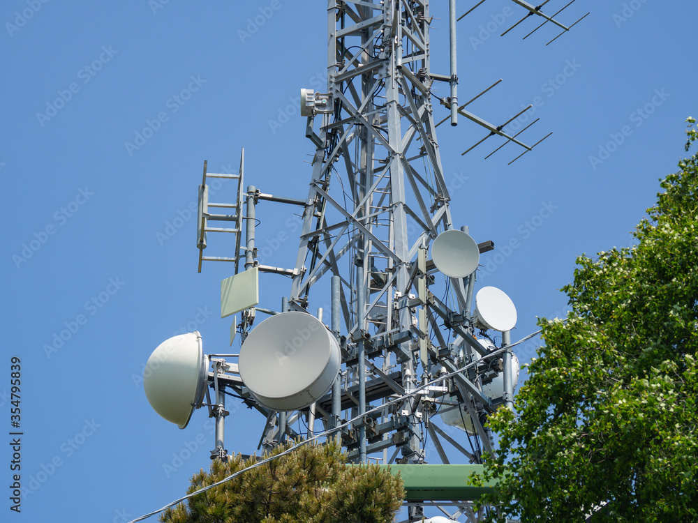 Group of antennas, satellite dishes for television