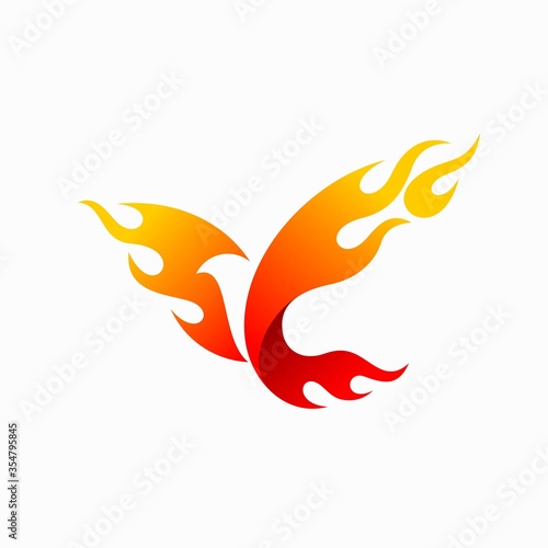 condor fire logo, bird fire logo design