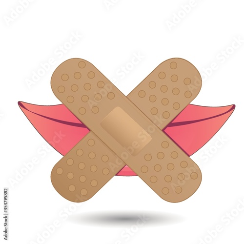 Lips with adhesive bandage