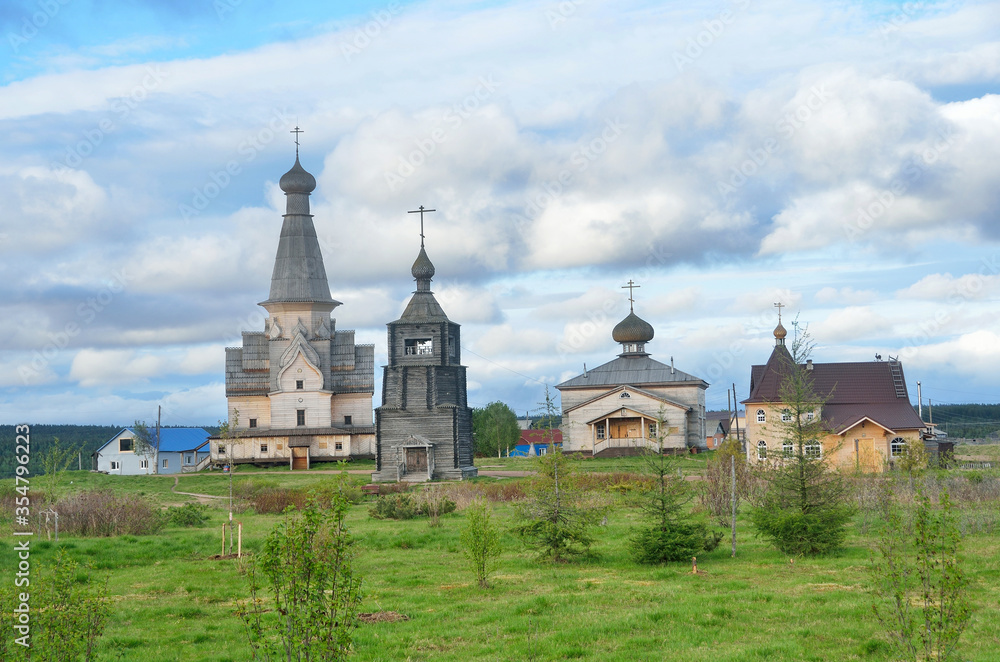 Russia, Murmansk region, Tersky district, the village of Varzuga. Ancient wooden churches