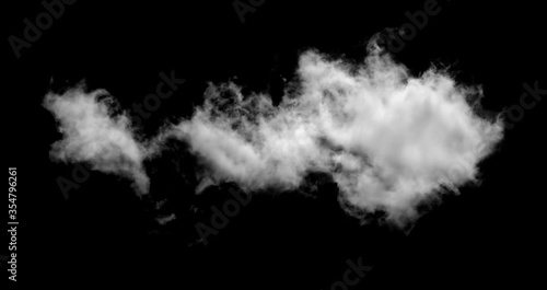White cloud isolated on black background.