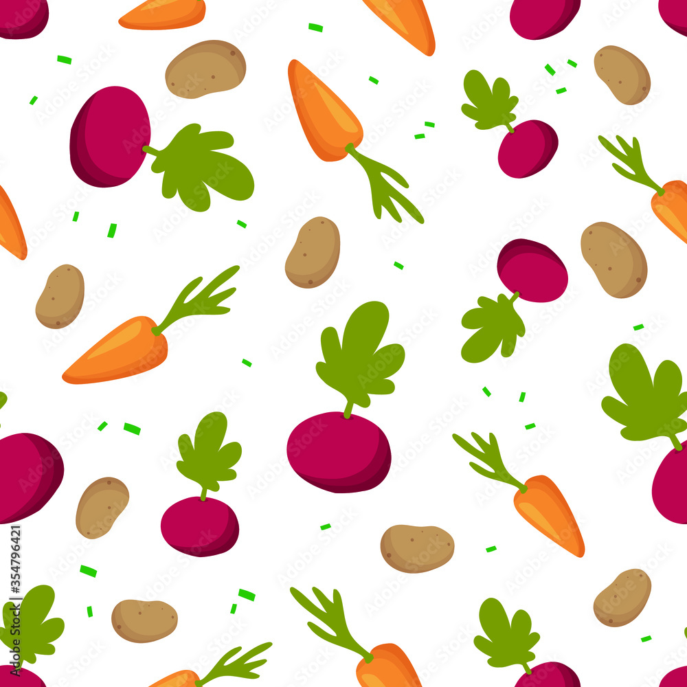 seamless vector pattern of different vegetables seamless vector pattern of different vegetables