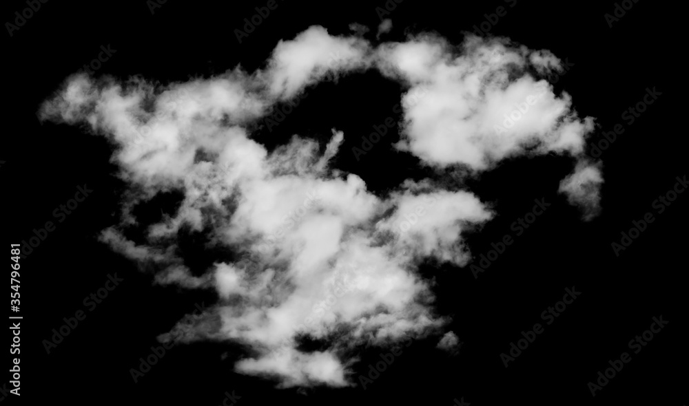 White cloud isolated on black background.