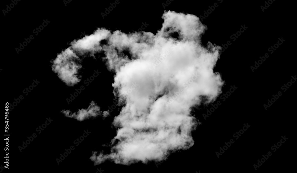 White cloud isolated on black background.